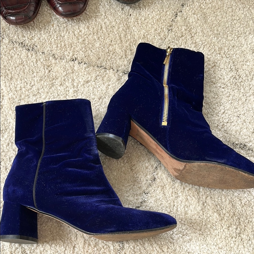 Hugo Boss Blue Velvet Ankle Boots